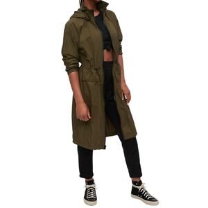 GAP Fit Upcycled Parka Jacket Hooded Cinched Waist Water Resistant Longline L